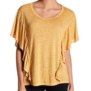 Wild Pearl burnout yellow ruffle tee shirt
